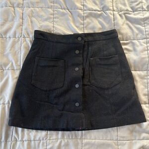 Zara Trafaluc Black suede button down mini skirt